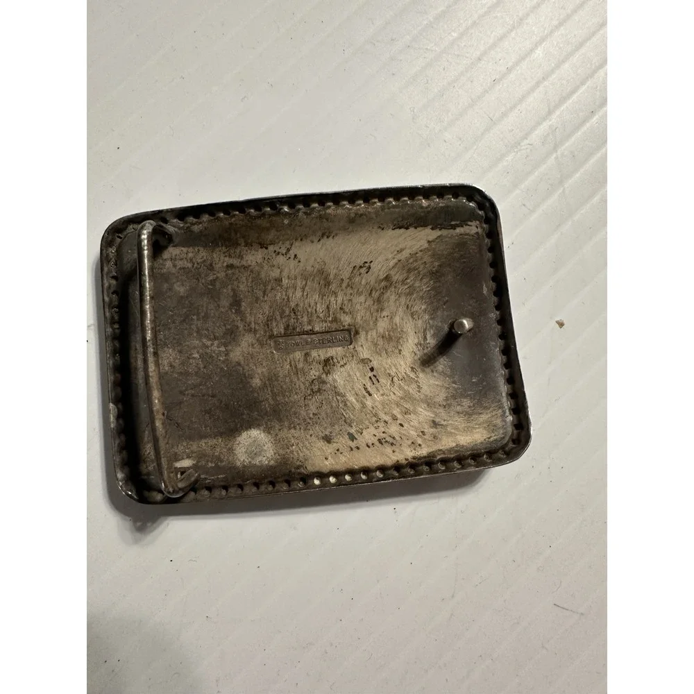 Vintage 1980s Signed By Towle Sterling Silver Belt Buckle